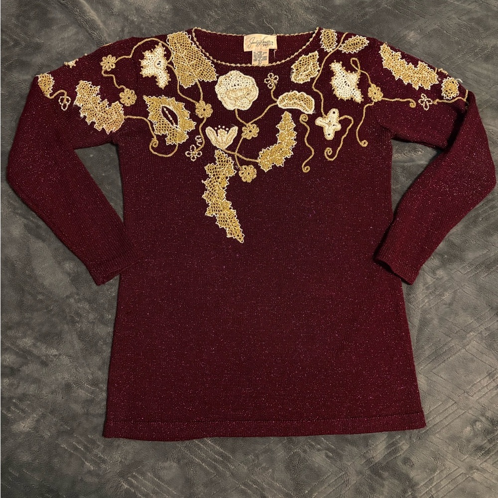 Jaclyn Smith Petite Deep Red Knit Top